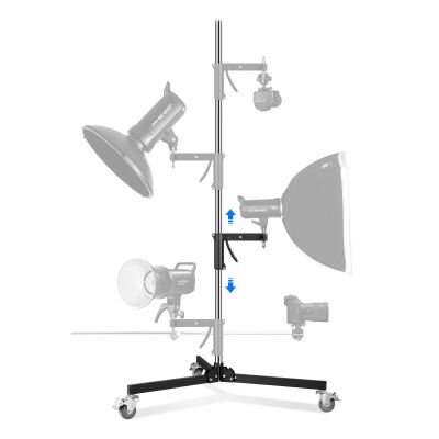 Heavy Duty Pistol Grip Stand, 2.5m/8.2ft Robust Photography Light Stand with Casters & A Sliding Arm Max Loading: 20kg/44lb Stainless Steel for Photography Studio Monolight Softbox