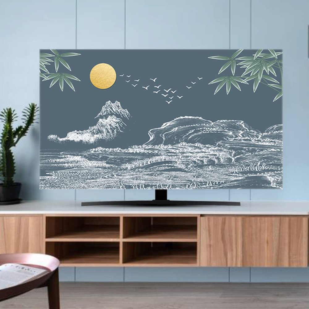GSGC TV Cover TV Dust Cover TV Screen Protector Universal 32-80in Indoor TV Display Protection Cover Dustproof TV Decoration Artwork Cover for LCD LED Plasma Hanging Desktop Curved Universal TV