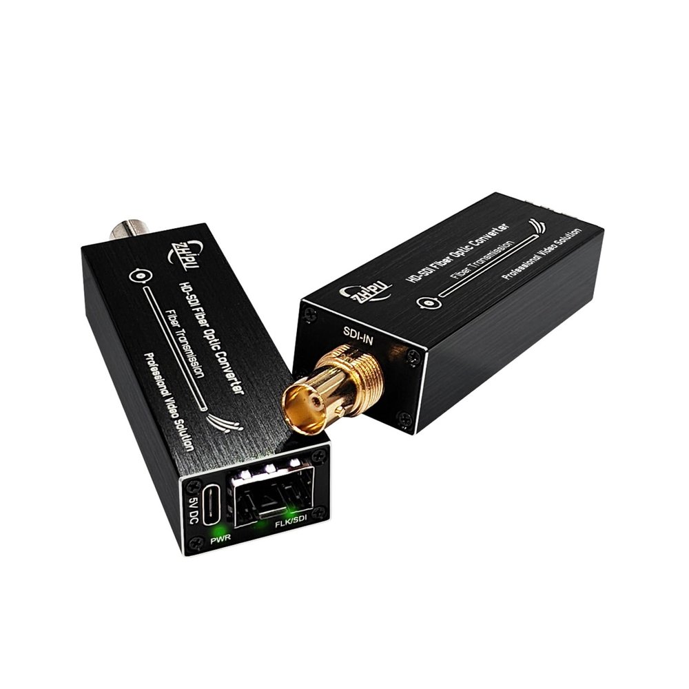 Zhpuostd HD-SDI to Fiber Converter, Uncompressed Optical Extender Kit for Security Camera CCTV Video, Support 1080P Over Single-Mode SMF up to 20km, Mini Design with Type-C Power, a Pair