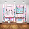 Loccor 9x6ft Fabric Ice Cream Backdrop for Photography Pink Dessert Ice Cream Parlor Interior Counter Table and Chairs Background for Kids Ice Cream Party Cake Table Decor Photoshoot Studio Props view 2
