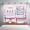 Loccor 9x6ft Fabric Ice Cream Backdrop for Photography Pink Dessert Ice Cream Parlor Interior Counter Table and Chairs Background for Kids Ice Cream Party Cake Table Decor Photoshoot Studio Props view 4
