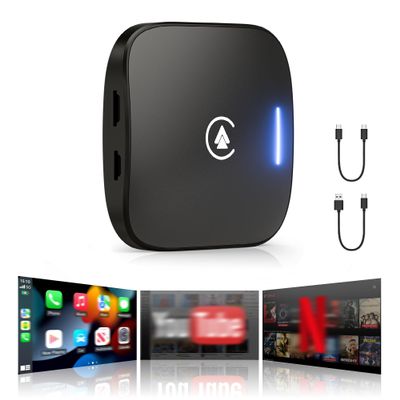 Magic AI Box 3.0 CarPlay 4-in-1 Wireless Carplay Adapter & Android Auto Dual WiFi + 4G SIM Split-Screen & Mirroring Supports TF Card Video Dowanlaod Any App for OEM Wired Car Play