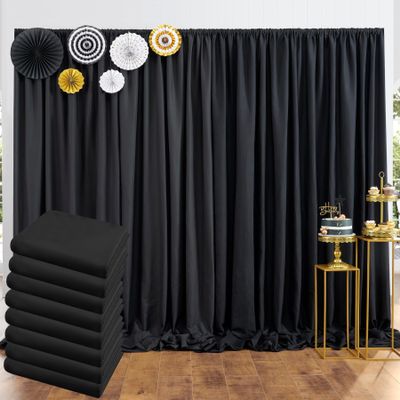 40 ft x 10 ft Thick Black Backdrop Curtain for Parties, 8 Panels Black Polyester Wedding Backdrop Drapes for Birthday Photography Background Party Backdrop Home Decorations