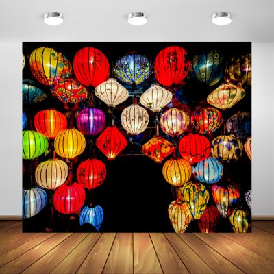 BELECO 5x4ft Fabric Colorful Lanterns Backdrop Asian Vietnam Chinese Lanterns Background Chinese Lunar New Year Spring Festival Party Decorations Holiday Portrait Photoshoot Studio Props