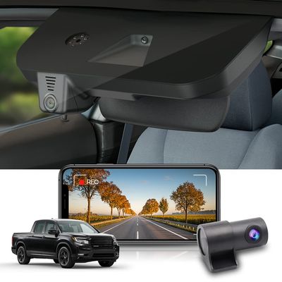 Fitcamx Dual 2160P+1080P Dash Cam for 2017-2025 Honda Ridgeline (DZ-9188) RT RTS RTL Trail Sport Black Edition, OEM Look, 2 Way HD Video, Loop Recording, WiFi & APP, G-Sensor, Easy to Use, 128GB Card