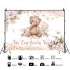 15x10ft Bear Baby Shower Backdrop Boho Pink Floral We Can Bearly Wait Photography Background Its a Girl Baby Shower Party Banner Decorations Supplies Photo Booth Props view 2