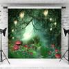 10x6.5ft Enchanted Forest Backdrop Spring Fairy Wonderland Mushroom Natural Photography Background Kids Children Birthday Baby Shower Party Banner Decorations Supplies Photo Booth Props view 3