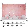 12x8ft Pink Backdrop Pink Sky White Cloud Starry Stars Photography Background Girls Birthday Baby Shower Party Banner Decorations Supplies Photo Booth Props view 2