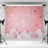 12x8ft Pink Backdrop Pink Sky White Cloud Starry Stars Photography Background Girls Birthday Baby Shower Party Banner Decorations Supplies Photo Booth Props view 3