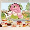12x8ft Farm Backdrop Cartoon Farm Animals Pink Barn Photography Background Girls Farm Theme Birthday Baby Shower Party Cake Table Banner Decorations Supplies Photo Booth Props view 4