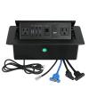 Table Pop up Power Strip Box Desktop Pop Up Outlet Recessed Multimedia Strip Socket Conference Table Power Hub Hidden Table Connection Box with Outlet Network HDMI for Office Desk (Black-D) view 1