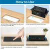 Table Pop up Power Strip Box Desktop Pop Up Outlet Recessed Multimedia Strip Socket Conference Table Power Hub Hidden Table Connection Box with Outlet Network HDMI for Office Desk (Black-D) view 4