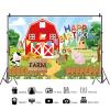 12x8ft Happy Birthday Farm Backdrop Cartoon Farm Animals Red Barn Photography Background Kids Boys Birthday Farm Theme Party Banner Decorations Supplies Photo Booth Props view 2