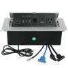 Table Pop up Power Strip Box Desktop Pop Up Outlet Recessed Multimedia Strip Socket Conference Table Power Hub Hidden Table Connection Box with Outlet Network HDMI for Office Desk (Sliver-D) view 1