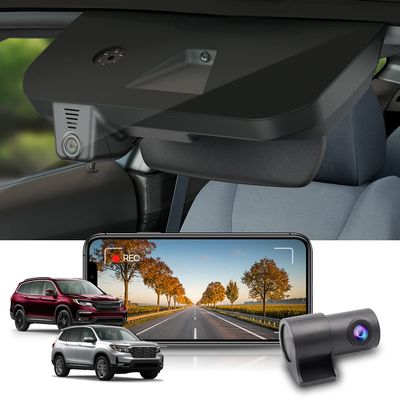 Fitcamx 2K Dual Dash Cam for 2016-2022 Honda Pilot & 2019-2025 Passport (DZ-9188) Touring EX LX Elite Sport EXL, OEM Look, WiFi &APP, Front 1440P+Rear 1080P Video, Loop Recording G-Sensor, 64GB Card