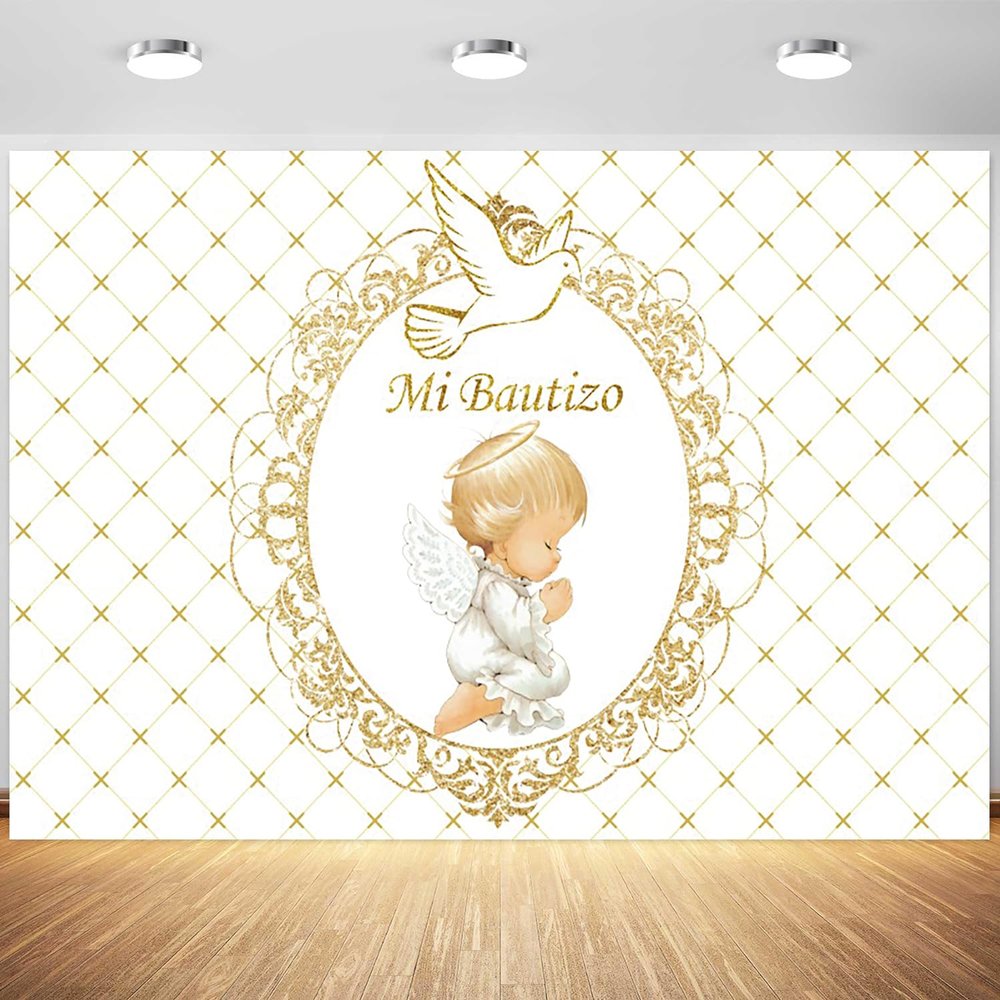 10x6.5ft Mi Bautizo Backdrop My Baptism First Holy Communion Photography Background Newborn Boys Girls Baby Shower Party Banner Decorations Supplies Photo Booth Props
