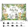 12x8ft Safari Baby Shower Backdrop A Sweet Baby Boy is on His Way Photography Background Jungle Animals Theme Baby Boy Shower Party Banner Decorations Supplies Photo Booth Props view 2