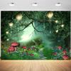 12x8ft Enchanted Forest Backdrop Spring Fairy Wonderland Mushroom Natural Photography Background Kids Children Birthday Baby Shower Party Banner Decorations Supplies Photo Booth Props view 1