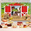 12x8ft Farm Barn Backdrop Farm Animals Rustic Red Barn House Photography Background Kids Birthday Baby Shower Party Banner Decorations Supplies Photo Booth Props view 4