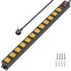 12 Outlet Heavy Duty Long Power Strip Surge Protector, Wall Mount Metal Power Strip with Flat Plug, 2100J, 15A Circuit Breaker, 6FT Cord for Garage, School, Shop, and Under Desk Use view 1