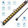 12 Outlet Heavy Duty Long Power Strip Surge Protector, Wall Mount Metal Power Strip with Flat Plug, 2100J, 15A Circuit Breaker, 6FT Cord for Garage, School, Shop, and Under Desk Use view 2