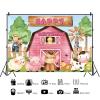 12x8ft Farm Backdrop Cartoon Animals Pink Barn Birthday Photography Background Kids Farm Girl Happy Birthday Party Cake Table Banner Decorations Supplies Photo Booth Props view 2