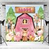 12x8ft Farm Backdrop Cartoon Animals Pink Barn Birthday Photography Background Kids Farm Girl Happy Birthday Party Cake Table Banner Decorations Supplies Photo Booth Props view 4