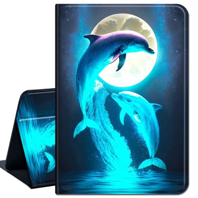 Case for 6" Amazon Kindle 10th Gen 2019 Released,Slim Lightweight Smart Shell Stand Cover with Auto Wake/Sleep for Kindle 10th Gen 2019,Cute Dolphins and Moon