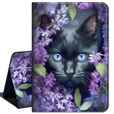 Case for 6" All-New Kindle (11th Generation, 2022 Release),Slim Lightweight Smart Shell Stand Cover with Auto Wake/Sleep for Kindle 2022 e-Reader,Cute Black Cat Flower