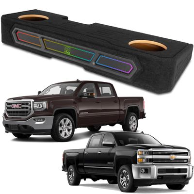 NVX Boost Box Custom fit Dual 10" Under-seat Ported Unloaded Subwoofer Enclosure with LED Lighting for 2008-2018 Chevrolet Silverado and GMC Sierra Crew Cab Trucks (BE-GM-08SLVCC-P210)