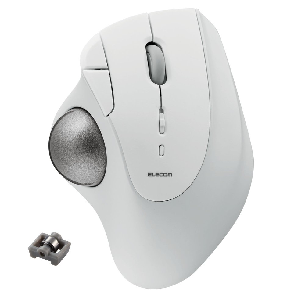 ELECOM Ergonomic Comfort Design Trackball IST Bluetooth 5.3, Super-Smooth Tracking with Roller Ball Bearing, 36mm Ball, Thumb control, Compatible for Windows, PC, Mac, iPadOS, and Android (M-IT11BRWH)