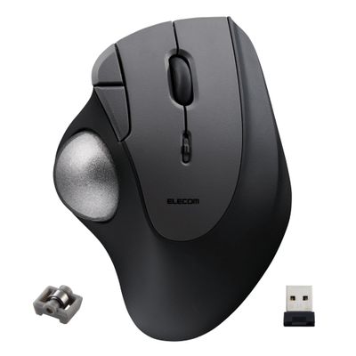 ELECOM Ergonomic Comfort Design Trackball IST Wireless 2.4GHz Connect, Super-Smooth Tracking with Roller Ball Bearing, 36mm Ball, Thumb Control, Compatible for Windows, PC, and Mac Black (M-IT11DRBK)