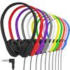 Maeline Bulk Headphones On-Ear Wired Headphones Adjustable Headband with Soft Faux Leather Cushions for School Classrooms, Libraries, Travel - 3.5mm Plug - 10 Pack - Multicolor view 1