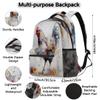 18 In Backpack for Men Women, Oil Chicken Rooster Large Capacity Backpack Hiking Travel Laptop Back Pack Casual Daypack view 2