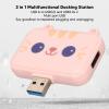 Gavigain 3 in 1 Cute USB Hub, Multifunction USB A to USB3.0 and USB2.0 USB Port Expander Multifunction USB Dock Station for Mouse Keyboard Laptop PC for Girls Student(Coral) view 2