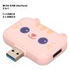 Gavigain 3 in 1 Cute USB Hub, Multifunction USB A to USB3.0 and USB2.0 USB Port Expander Multifunction USB Dock Station for Mouse Keyboard Laptop PC for Girls Student(Coral) view 3