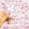 Kawaii Pink Bunny Stickers - 50pcs Waterproof Vinyl Stickers for Kids, Girls & Home Decor - Rabbit Aesthetic Stickers Bulk, Party Pack view 2