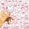 Kawaii Pink Bunny Stickers - 50pcs Waterproof Vinyl Stickers for Kids, Girls & Home Decor - Rabbit Aesthetic Stickers Bulk, Party Pack view 3