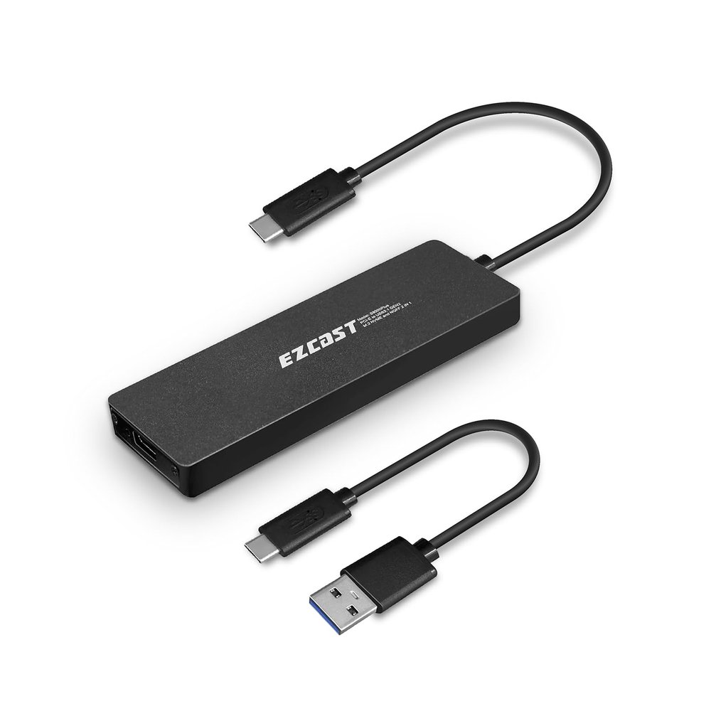 M.2 NVME + SATA SSD Enclosure, USB C 3.1 Gen 2 (10 Gbps), NVMe SSD Enclosure Supports M and B&M Keys 2280/2230/ 2242/2260 SSDs