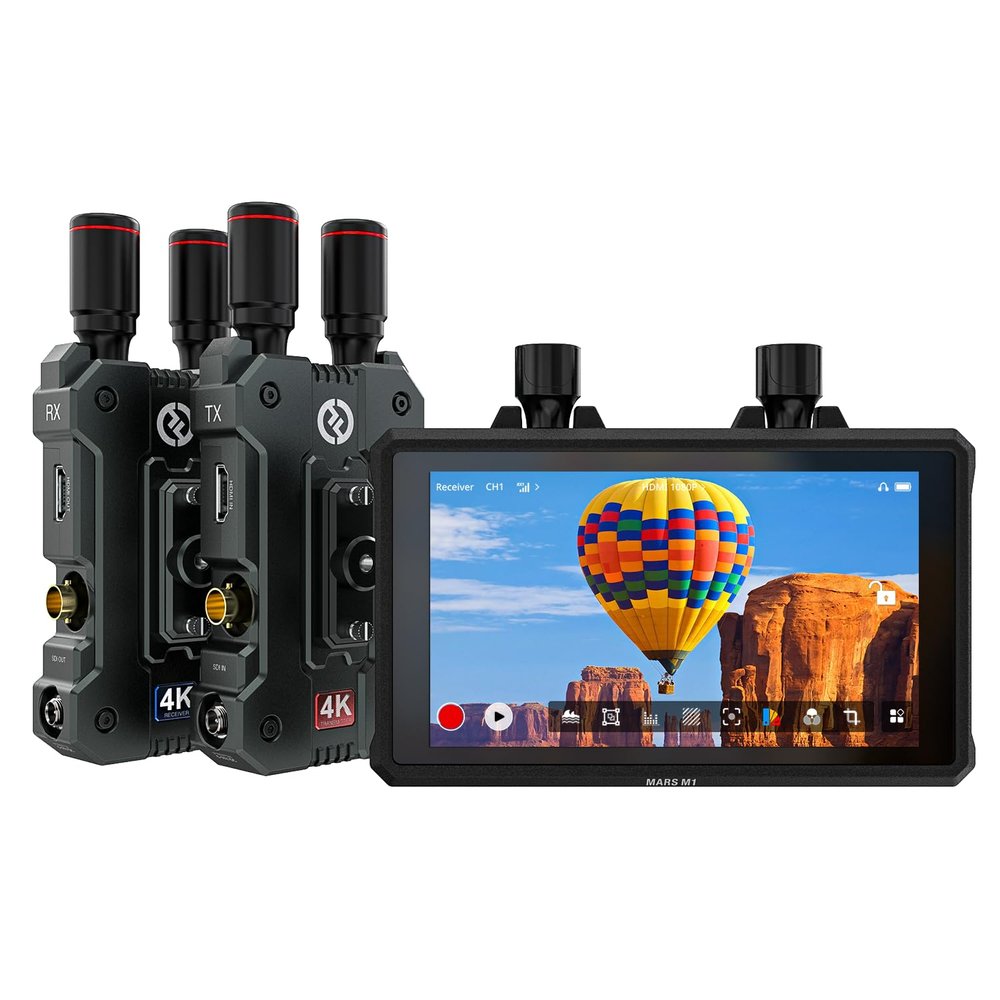 Hollyland 4K Video Transmit Family - Mars 4K(TX&RX) Wireless Transmitter Receiver and Mars M1 Enhanced Wireless Transmitter/Receiver/Monitor (1 Set)