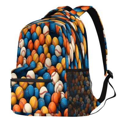 18 In Backpack for Men Women, Baseball Print Ball Theme Large Capacity Backpack Hiking Travel Laptop Back Pack Casual Daypack
