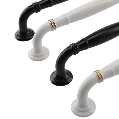 YEAHSO 1Pcs Black Cabinet Handles Solid Aluminum Alloy Kitchen Cupboard Pulls Drawer Knobs Furniture Handle Hardware (Color : AB21-4)