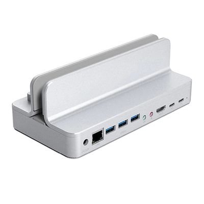 USB C HUB with Adjustable Stand Holder Type C to USB3.0 RJ45 PD Dock HDMI-Compatible Adapter Splitter for PC Accessories