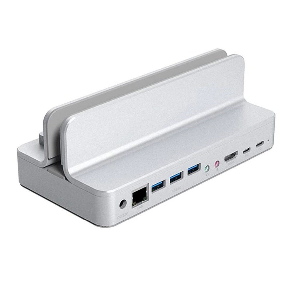 USB C HUB with Adjustable Stand Holder Type C to USB3.0 RJ45 PD Dock HDMI-Compatible Adapter Splitter for PC Accessories