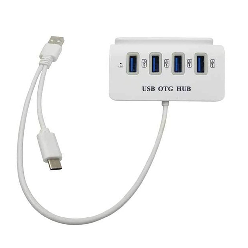 Multifunctional 4-Port USB 3.0 Hubs with Tablet Stand Holder Type-C USB Hub Power Supply Adpter Splitter for PC Laptop Computer
