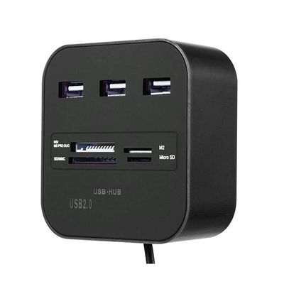 All-in-One Combo Multi-Function USB2.0 Card Reader Hub with Hub Splitter High Speed USB2.0 Hub 3 Port with Card Reader Hub (Color : Blue) (Blue)