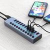 Aluminum Alloy 11-Port USB3.0 Splitter 10 Port Computer Extended USB HUB 1 Port Fast Charging External 12V4A Power Supply view 3