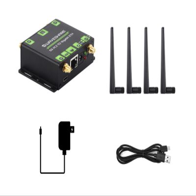 Waveshare 5G M.2 to Gigabit Ethernet Converter, 5G M.2 to USB3.1, Aluminum Alloy Case, Wall-Mount Support, Quad Antennas, Onboard M.2 Key B Interface, USB3.1 Port