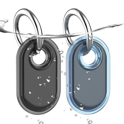 2 Pack Waterproof Compatible with Samsung Galaxy SmartTag2 Holder, TPU GPS Tracker Protective Case for Samsung Tag 2 with Keychain, Anti-Scratch Smart Tag 2 Case (Black Blue)