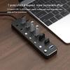 Aluminum 7-Port USB 3.0 Hub 120cm Cable Sub-Control Switch 5Gbps LED Indicator HUB Chargeable Splitter for Multi USB Devices (Color : Silver) (Black) view 3